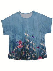 Floral Print Short Sleeve Round Neck T-shirt