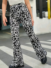 Girls' Flowers Print High Waist Slim Pants