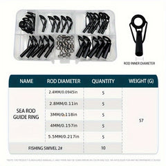 35pcs Mixed Sizes Sea Fishing Rod Guides Fishing Rod Tip Rings