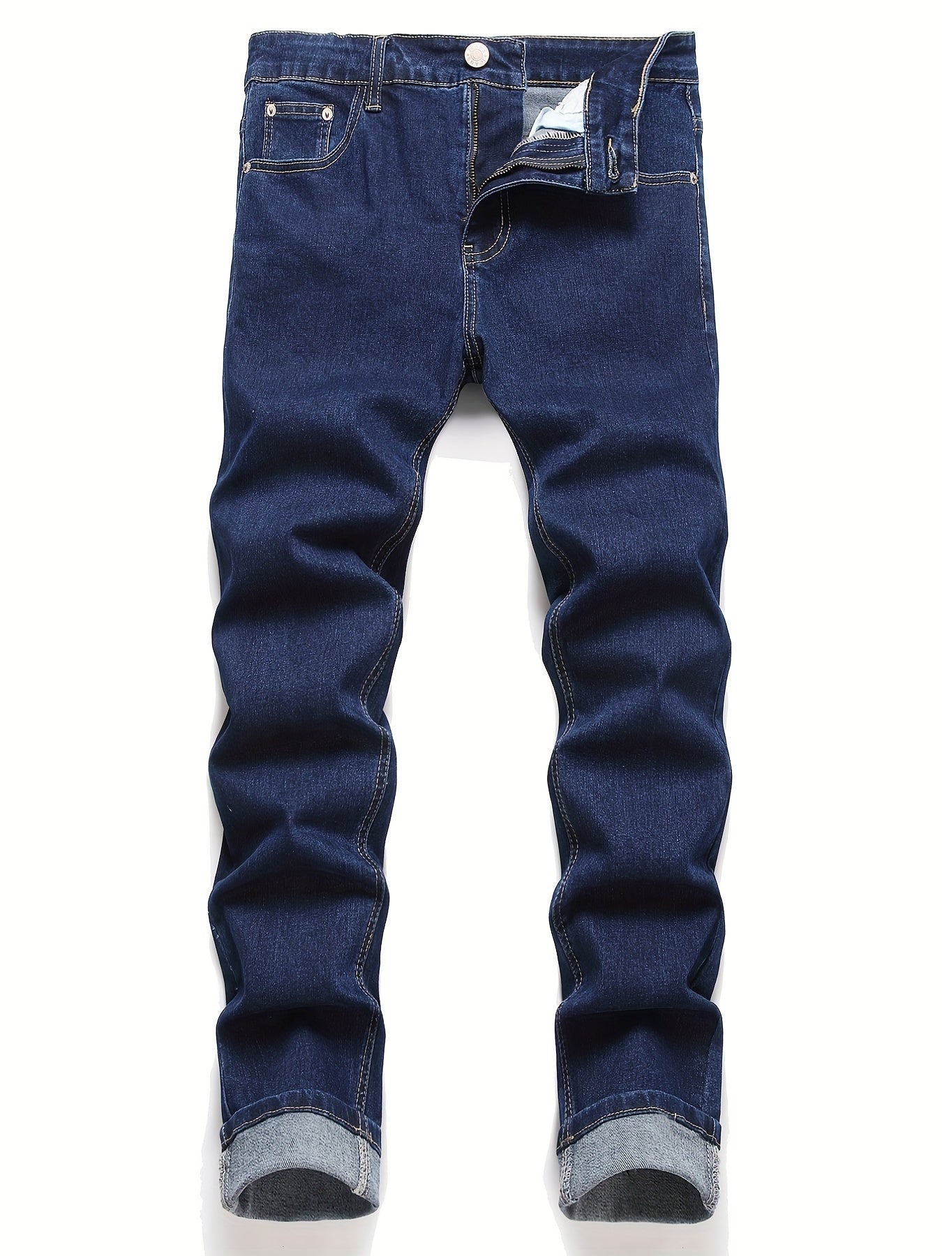 Men's Straight Denim Jeans Regular Zipper Fly