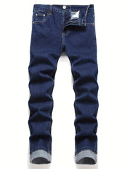 Men's Straight Denim Jeans Regular Zipper Fly