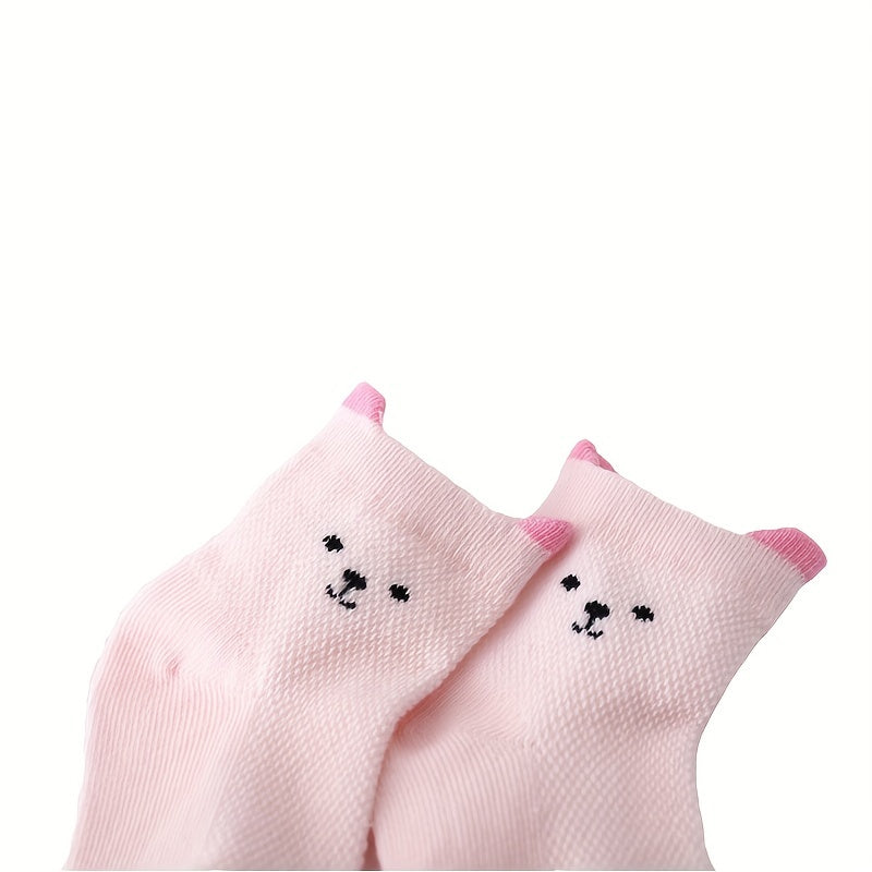 5pairs Girls Cartoon Animal Mesh Ankle Socks For Kids