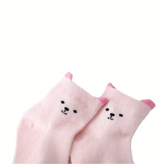 5pairs Girls Cartoon Animal Mesh Ankle Socks For Kids
