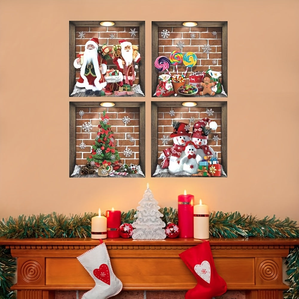 Christmas Wall Sticker Snowflake Santa Claus Tree Candy Party Window Sticker