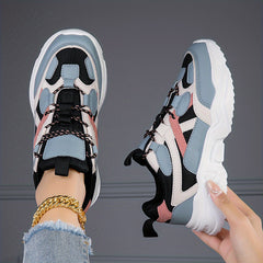 Women's Mesh Chunky Sneakers Lace Up Platform Shoes