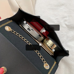 Colorblock Sequin Flap Bag with Charm and Tassel Detail