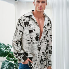 Men's Newspaper Print Casual Shirt