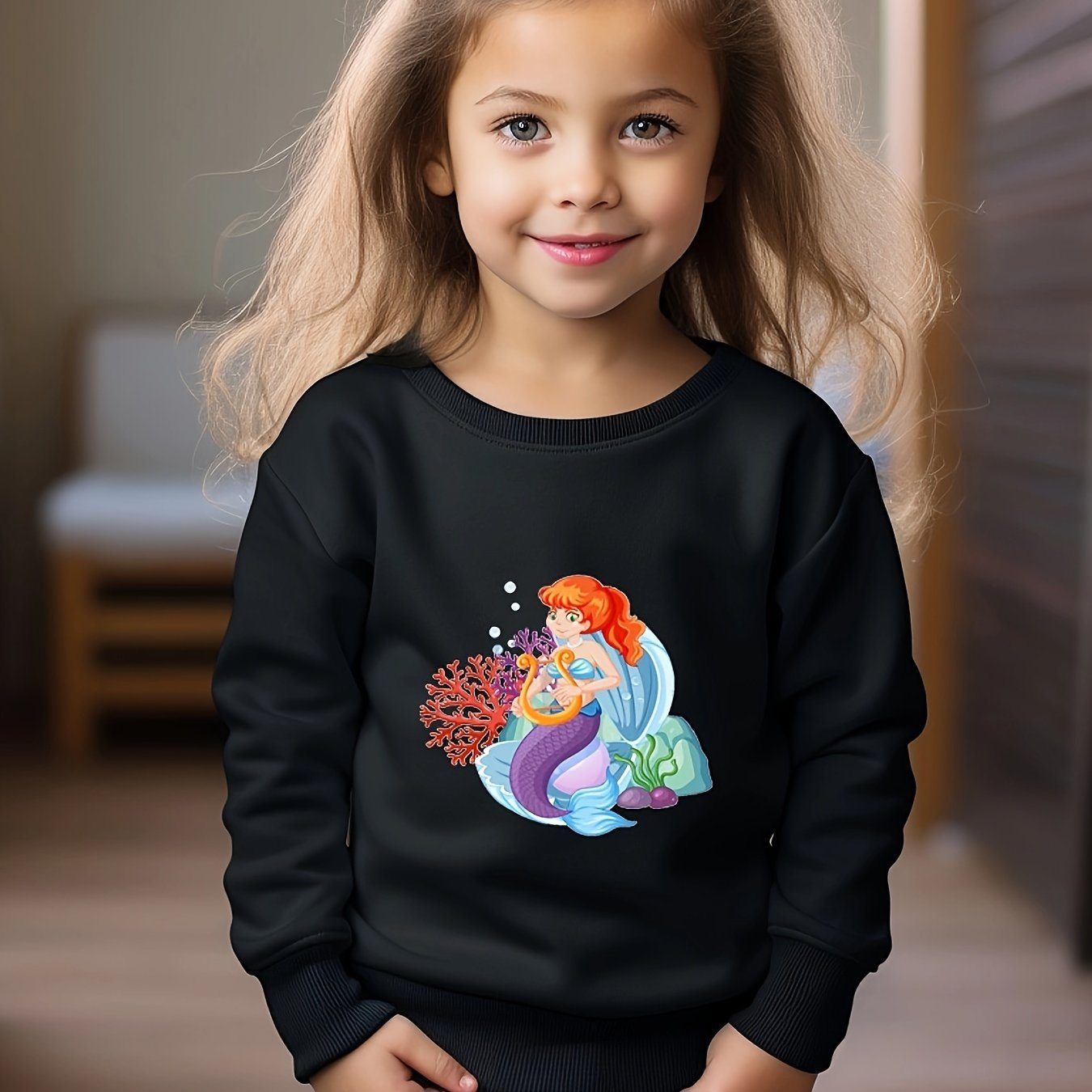Toddler Mermaid Princess Pattern Sports Sweatshirt Top