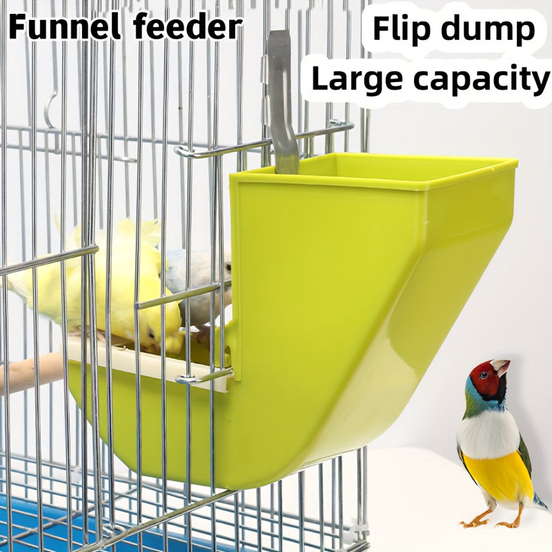 Green Hanging Bird Feeder with Rotating Lid for Bird Cage