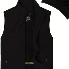 Men's Zipper Pockets Cargo Vest with Hood