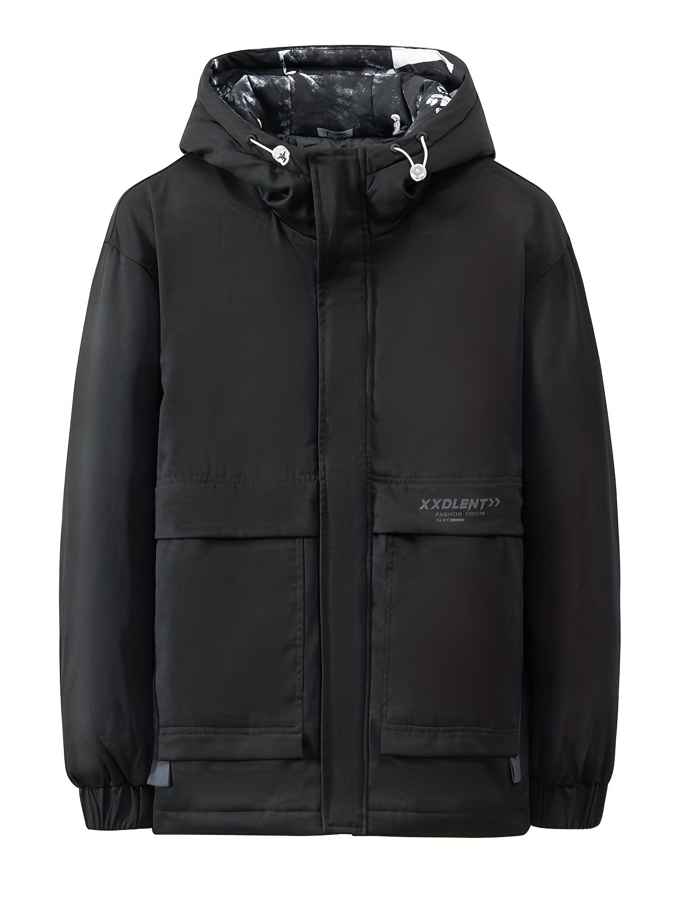 Men's Hooded Puffer Jacket Loose Fit Big Pocket Duck Down Coat for Winter