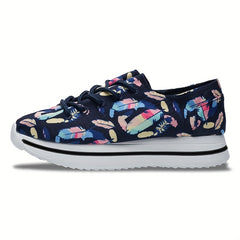 Women's Graffiti Print Thick Bottom Sports Shoes Comfortable Lace Up Sneakers