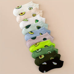 10 Pairs Avocado Print Socks Soft Lightweight Low Cut Ankle Socks