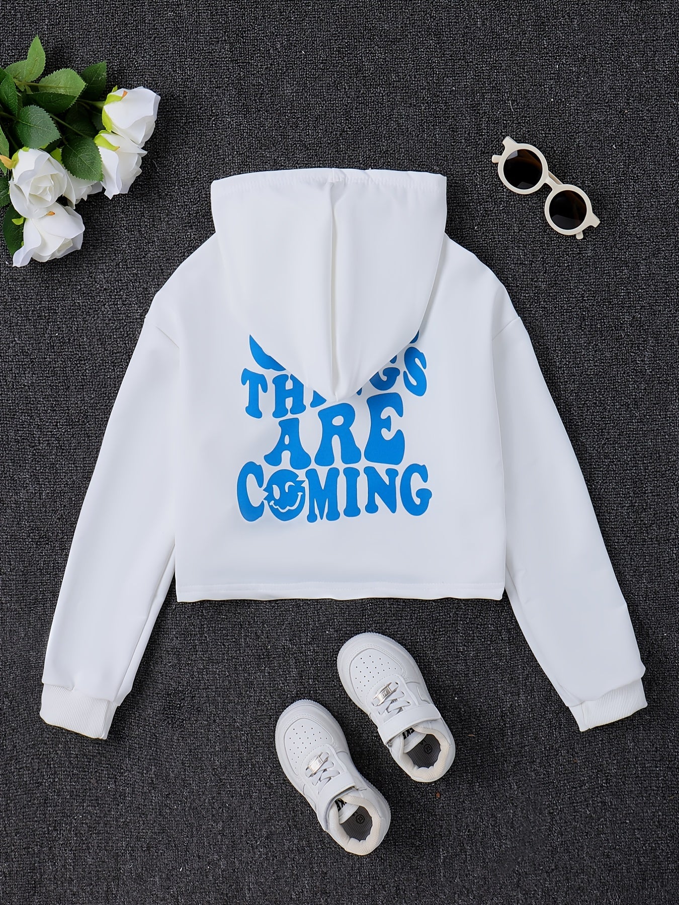 Girls Hoodie Graphic Long Sleeve Pullover Sweatshirt Crop Top Kids Clothes