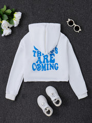 Girls Hoodie Graphic Long Sleeve Pullover Sweatshirt Crop Top Kids Clothes