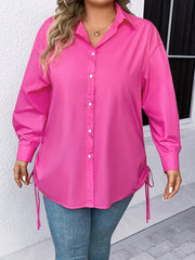 Solid Long Sleeve Button Up Blouse