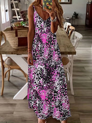 Sexy Tie Dye V Neck Spaghetti Dress Women's Clothing