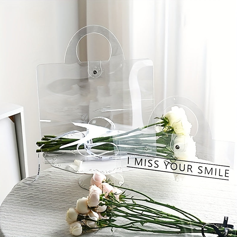 2pcs Tanabata Mirror Flower Tote Bag Transparent Gift Box Flower Shop Supplies