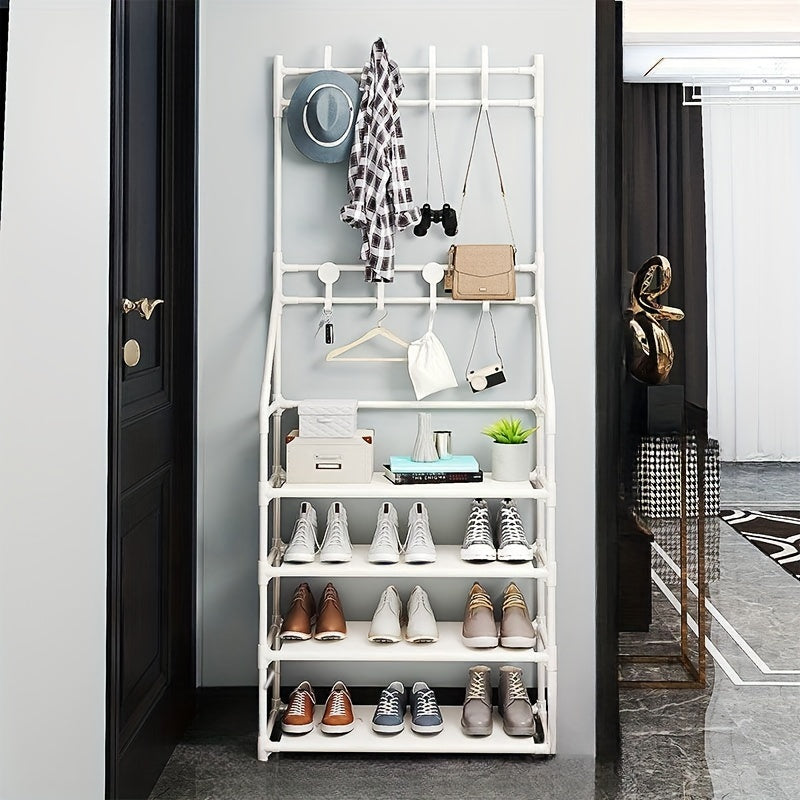Coat Rack Shoe Rack Storage Shelves Hooks Living Room Bathroom Hallway