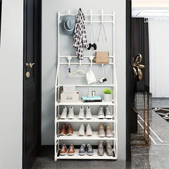 Coat Rack Shoe Rack Storage Shelves Hooks Living Room Bathroom Hallway