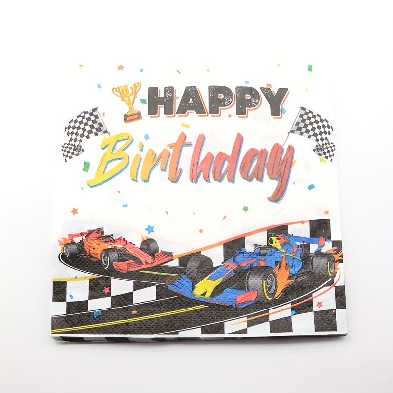20pcs Racing Car Birthday Party Napkins - Racing Car Themed Paper Dinnerware