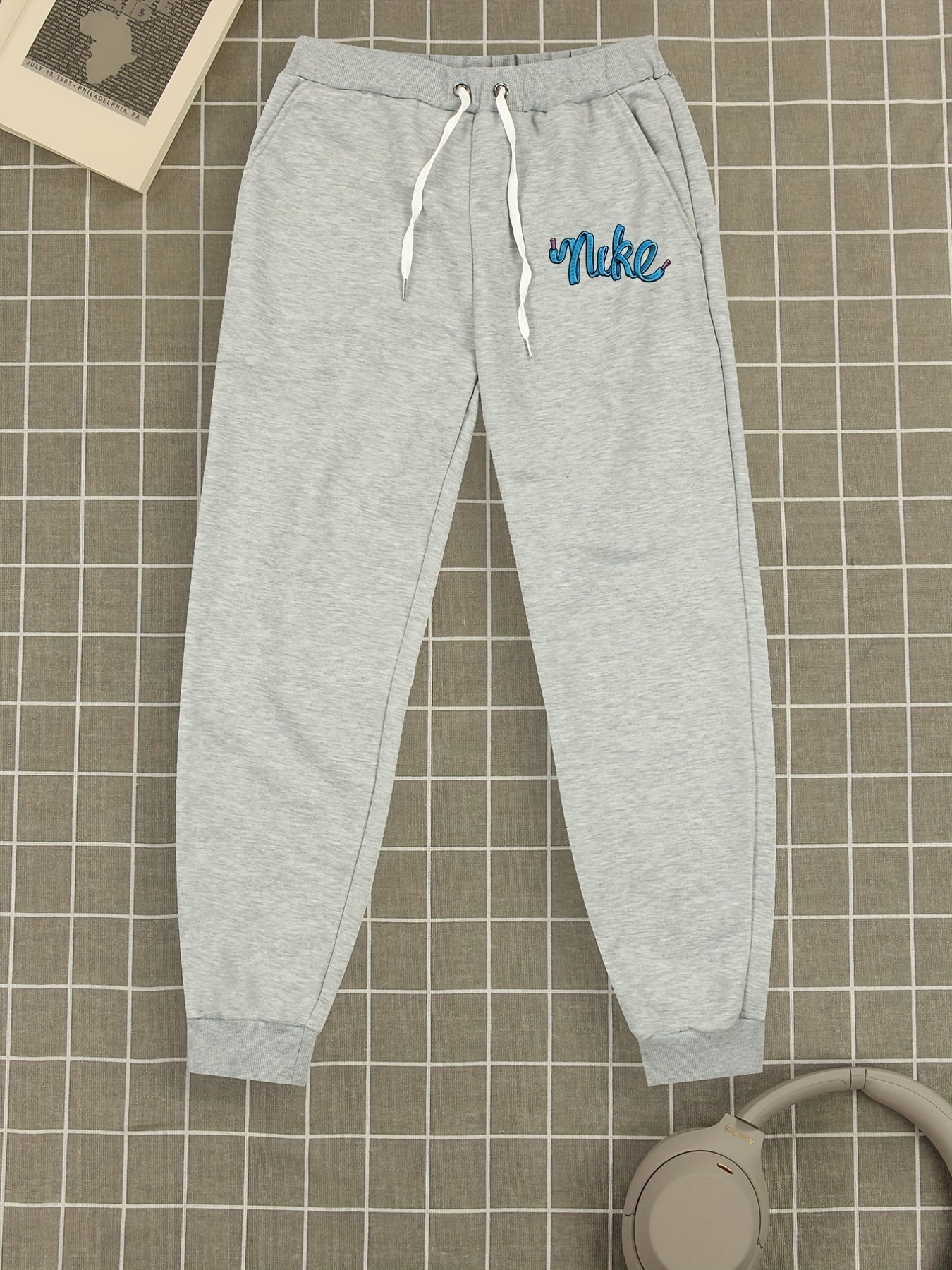 Men's Personality Print Casual Trousers Drawstring Elastic Pants