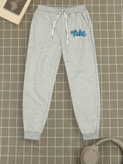 Men's Personality Print Casual Trousers Drawstring Elastic Pants