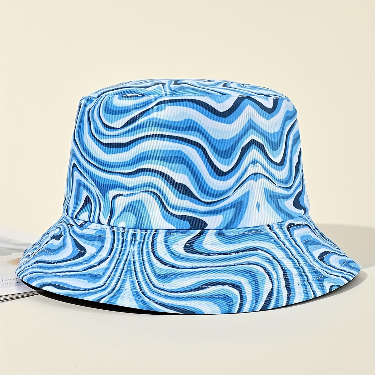 Stripe Print Bucket Hat Casual UV Protection Fisherman Cap