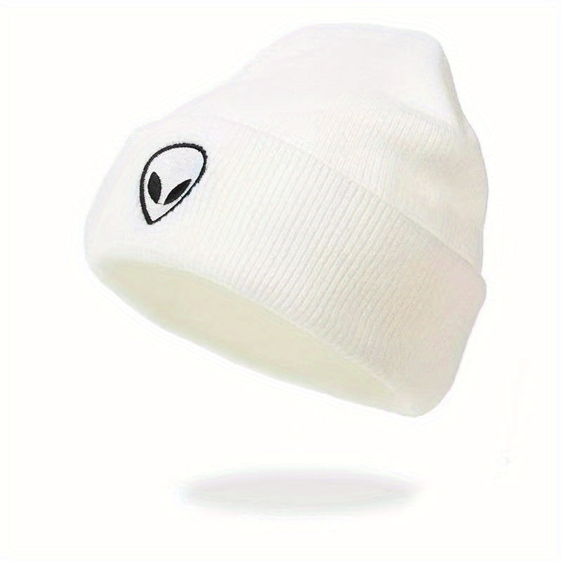 Alien Embroidery Beanie Cartoon Knit Hat Warm Skull Cap