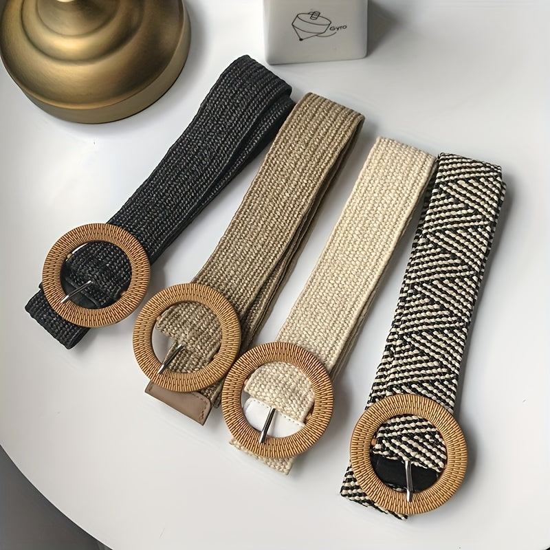 Wide Braided Belt Elastic Loose Leather Belt For Men
