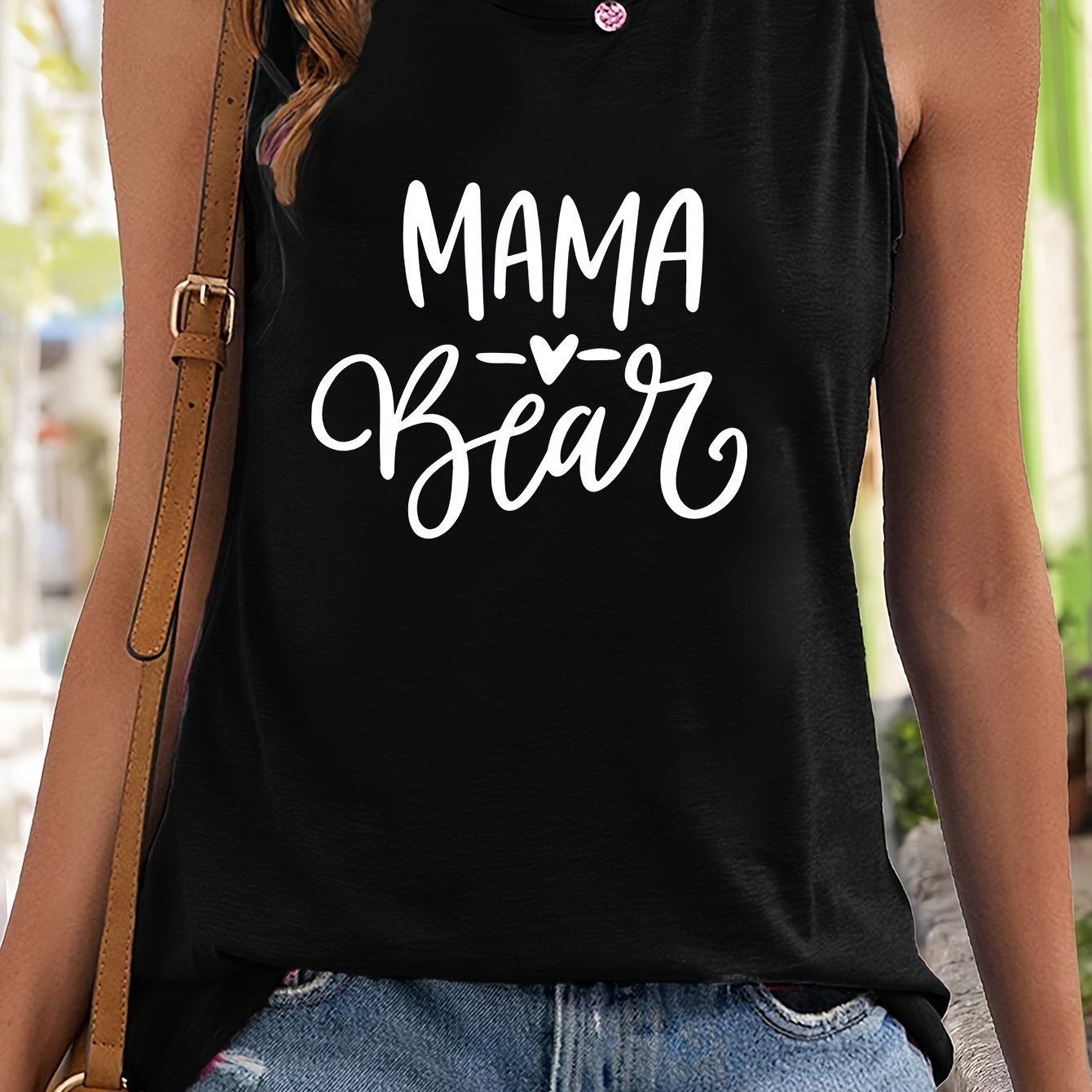 Heart & Mama Letter Pattern Stretchy Sports Vest Women's Activewear