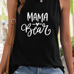 Heart & Mama Letter Pattern Stretchy Sports Vest Women's Activewear