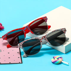 Retro Half Frame Metal Sun Glasses Mixed Decorative Outdoor Shades