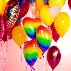 10pcs Rainbow Heart Balloons - Colorful Party Supplies for Diversity & Inclusion