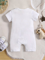 Baby Boys Bear Paw Letter Romper Short Sleeves Summer Romper