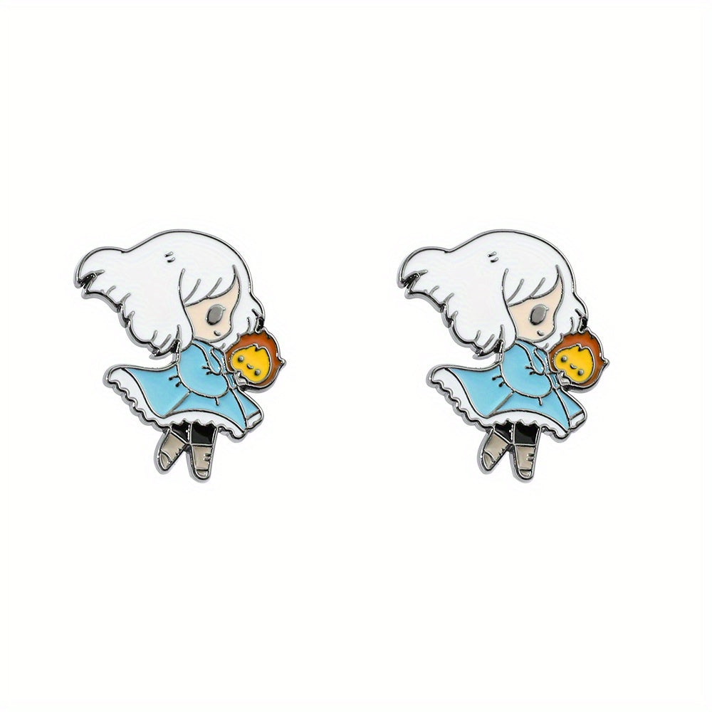 1pc 2pcs Girl Flame Enamel Brooch for Wallet Clothing