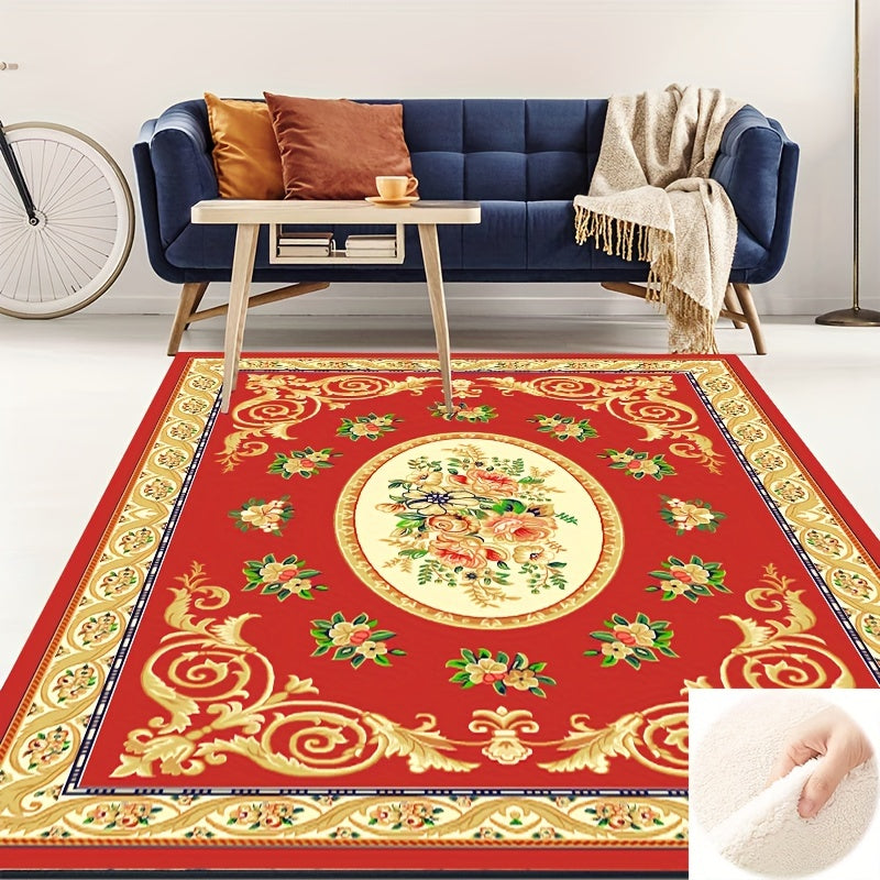 Red American Classic Area Rug Soft Carpet for Living R