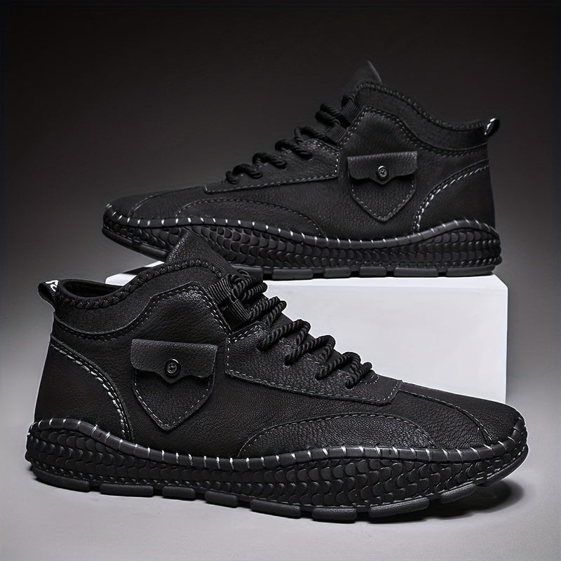 Men's Casual Stitch Solid Low Top Lace up Boots