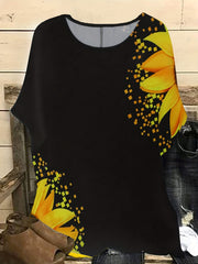 Sunflower Print Drop Shoulder Blouse