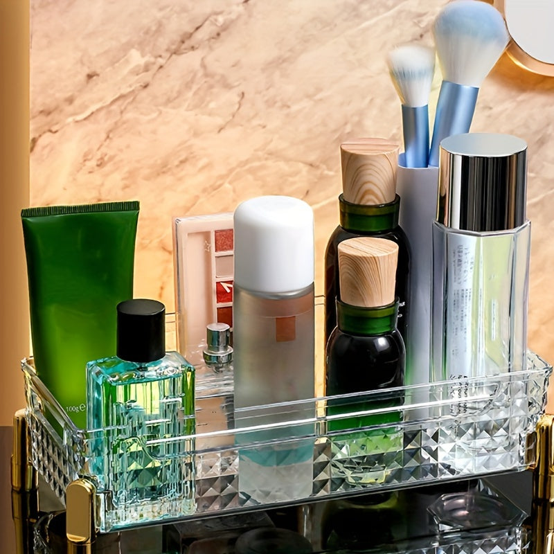 Transparent PET Storage Tray Diamond Pattern Cosmetics Box