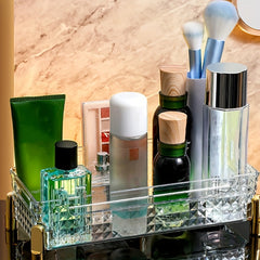 Transparent PET Storage Tray Diamond Pattern Cosmetics Box