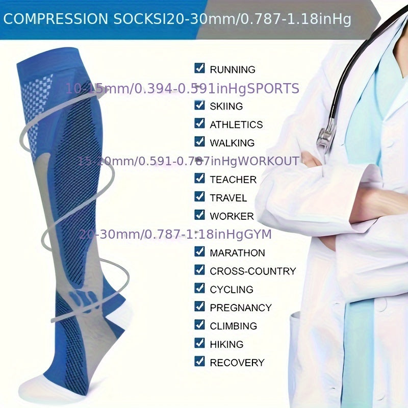 Men's Knee High Compression Socks 20-30mmHg for Running & Travel