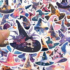 50pcs Cartoon Magic Hat Stickers for Guitar, Skateboard, Helmet