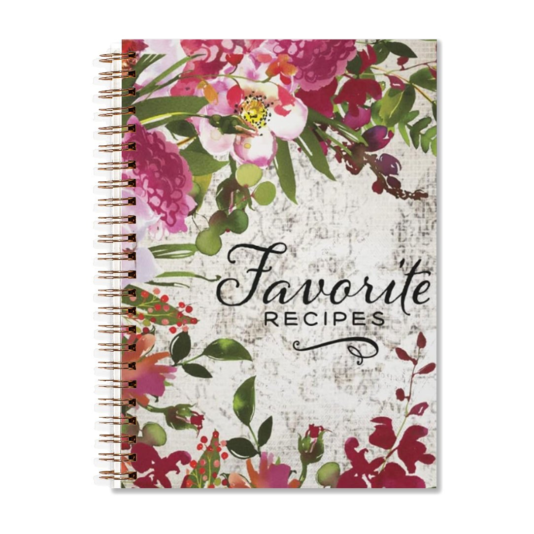 Eat Well Red Flowers Recipe Book 13 97x21 08cm Notebook with 50 Pages