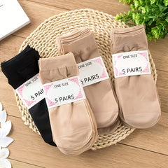 5 Pairs Thin Short Socks Breathable Anti-snag Women's Stockings