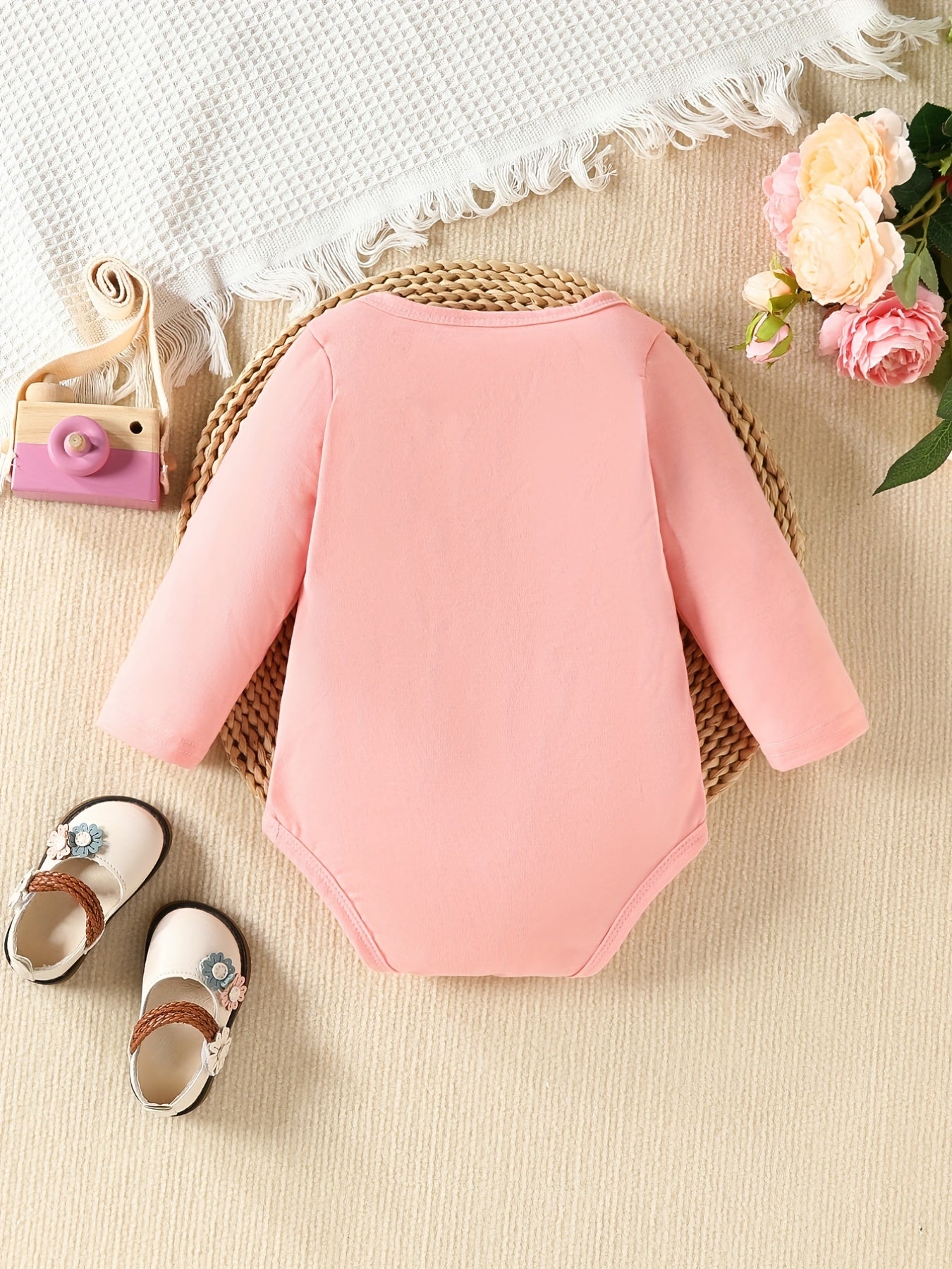 6pcs Baby Girls Triangle Bodysuits Cotton Long Sleeve Rompers