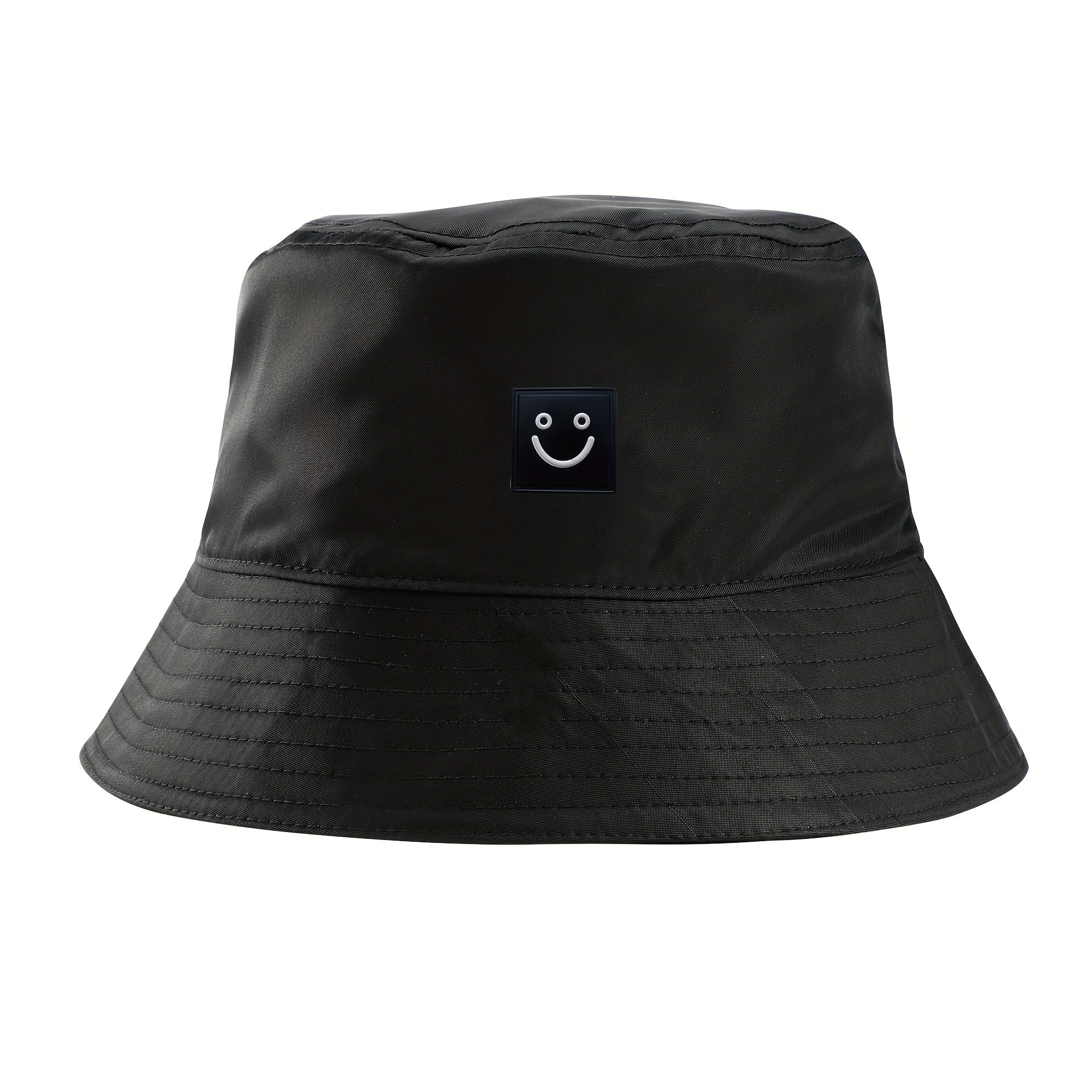 2pcs Smiling Face Patch Baseball Cap & Bucket Hat Set