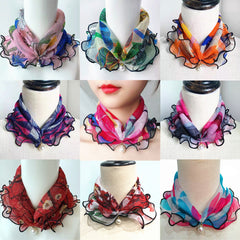 Breathable Lace Scarf with Faux Pearl Pendant