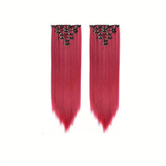 7pcs Long Straight Hair Extensions 55-88 Cm Synthetic Clip In