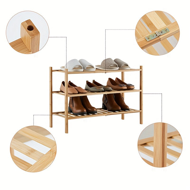 3 Tier Bamboo Shoe Rack Organize Shoes Clothes with Ease
